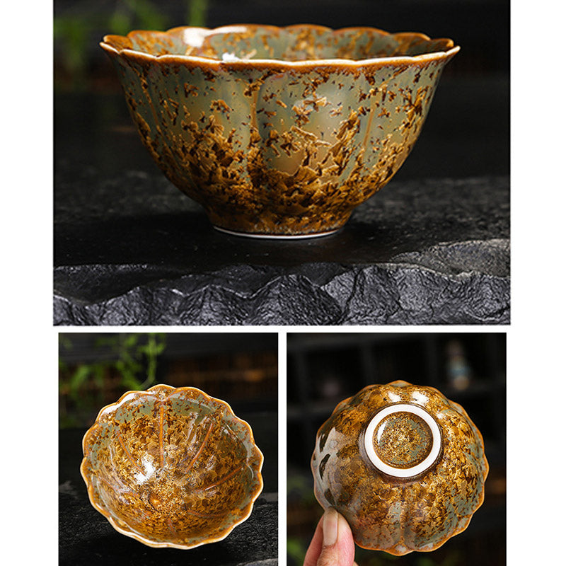 Bunte braune chinesische Teetasse aus Keramik, Größe 210 ml