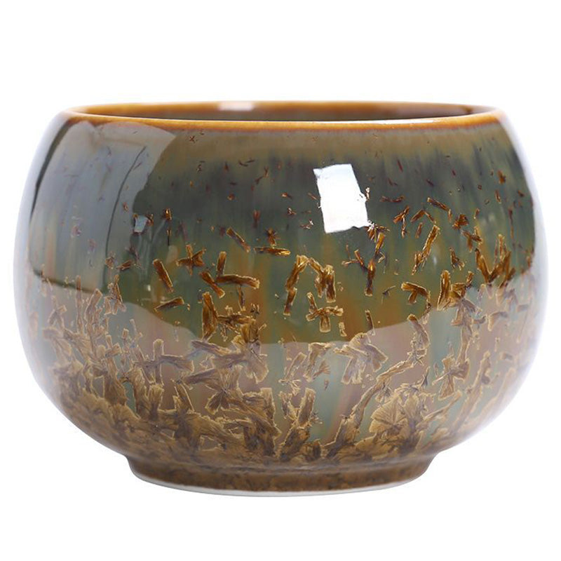 Bunte braune chinesische Teetasse aus Keramik, Größe 210 ml