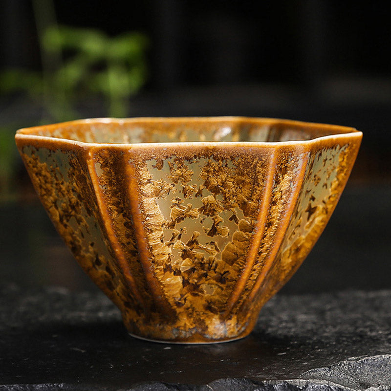 Bunte braune chinesische Teetasse aus Keramik, Größe 210 ml