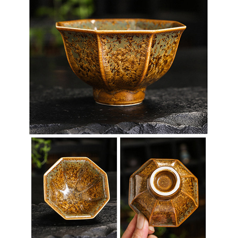 Bunte braune chinesische Teetasse aus Keramik, Größe 210 ml