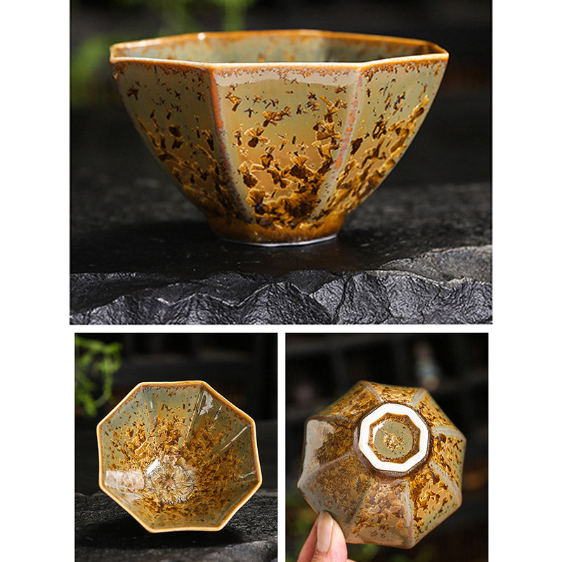 Bunte braune chinesische Teetasse aus Keramik, Größe 210 ml