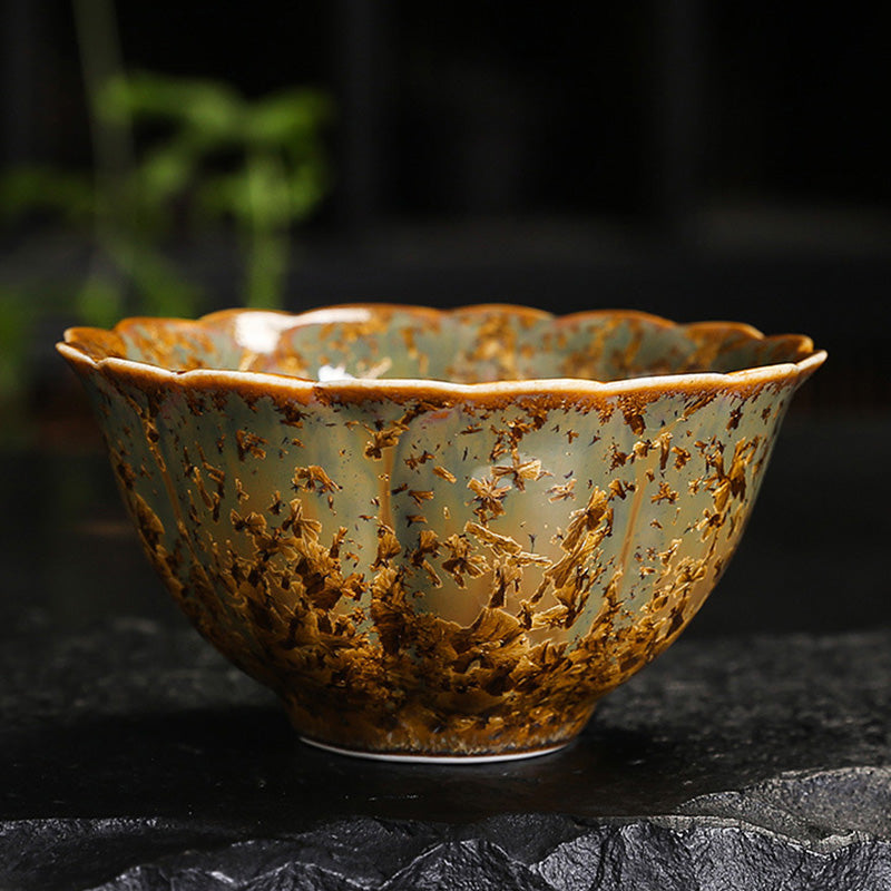 Bunte braune chinesische Teetasse aus Keramik, Größe 210 ml