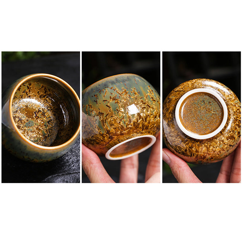 Bunte braune chinesische Teetasse aus Keramik, Größe 210 ml