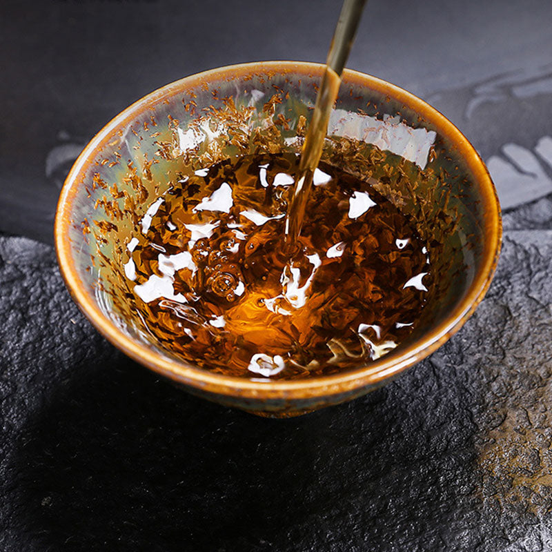 Bunte braune chinesische Teetasse aus Keramik, Größe 210 ml