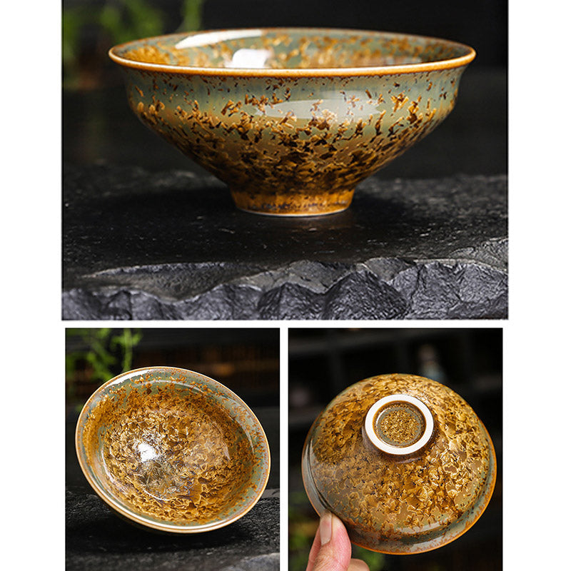 Bunte braune chinesische Teetasse aus Keramik, Größe 210 ml