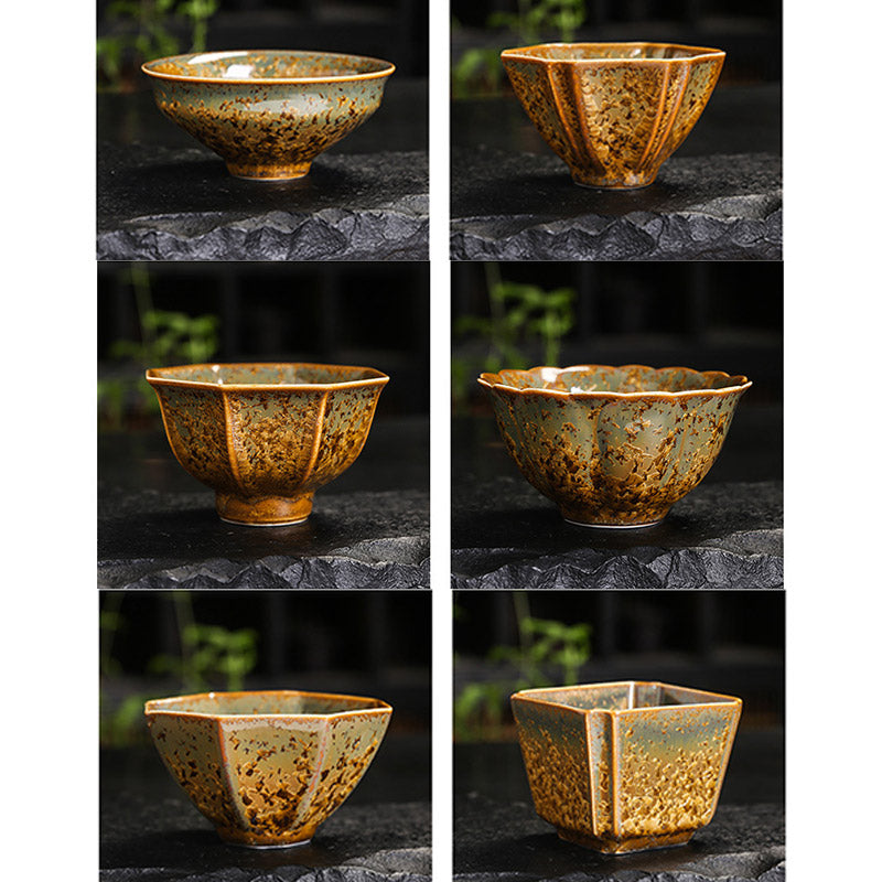 Bunte braune chinesische Teetasse aus Keramik, Größe 210 ml