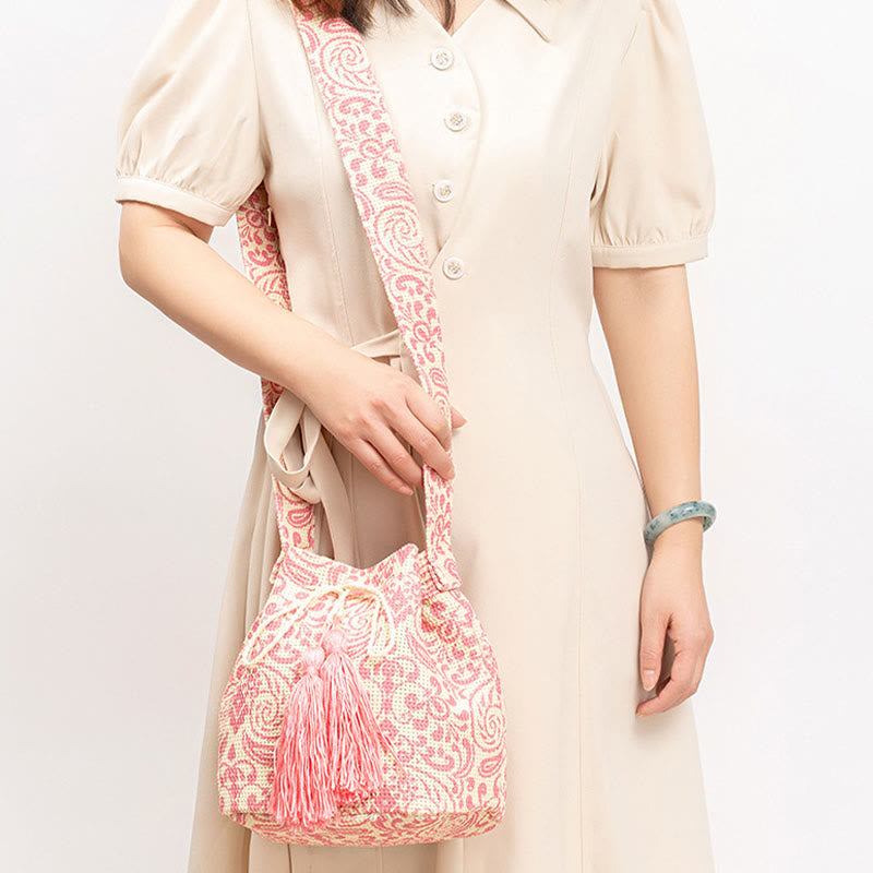 Bunte Canvas-Beuteltasche mit geometrischem Blumendruck