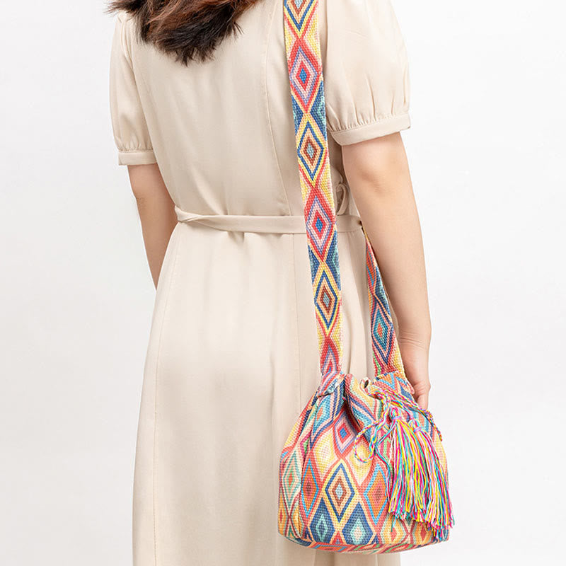 Bunte Canvas-Beuteltasche mit geometrischem Blumendruck