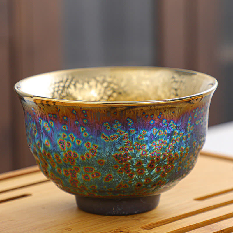 Bunte chinesische Teetasse aus Keramik, 135 ml, handgefertigte Kunstfertigkeit