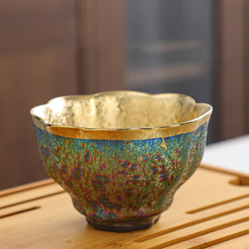 Bunte chinesische Teetasse aus Keramik, 135 ml, handgefertigte Kunstfertigkeit