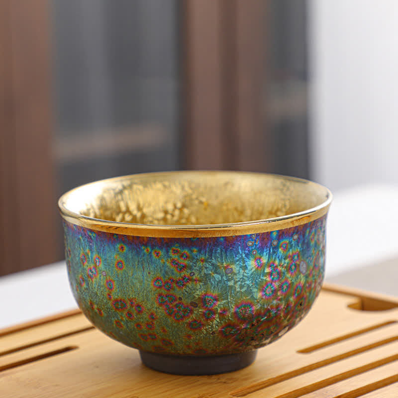 Bunte chinesische Teetasse aus Keramik, 135 ml, handgefertigte Kunstfertigkeit