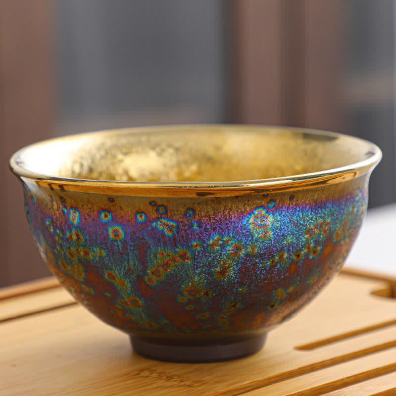 Bunte chinesische Teetasse aus Keramik, 135 ml, handgefertigte Kunstfertigkeit