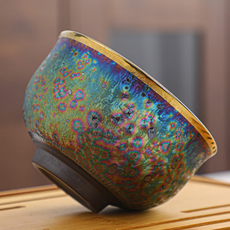 Bunte chinesische Teetasse aus Keramik, 135 ml, handgefertigte Kunstfertigkeit