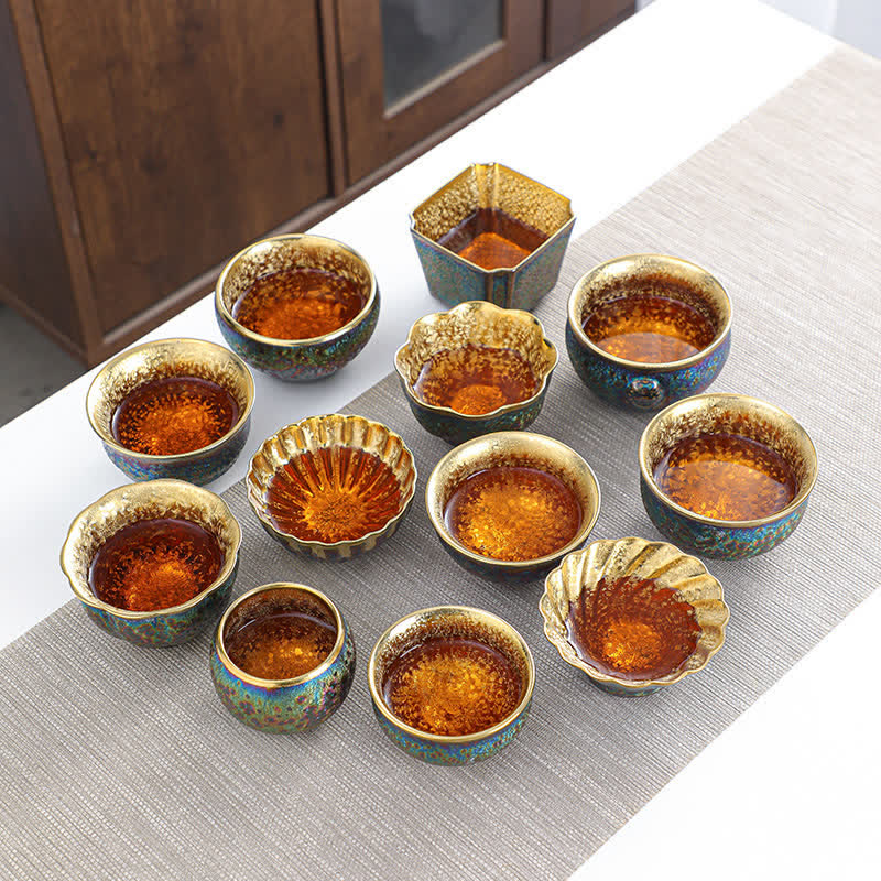 Bunte chinesische Teetasse aus Keramik, 135 ml, handgefertigte Kunstfertigkeit