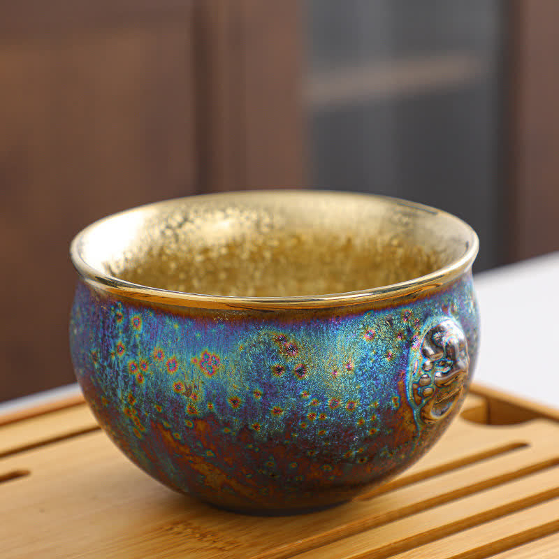 Bunte chinesische Teetasse aus Keramik, 135 ml, handgefertigte Kunstfertigkeit