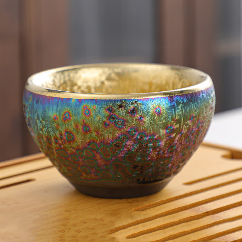 Bunte chinesische Teetasse aus Keramik, 135 ml, handgefertigte Kunstfertigkeit