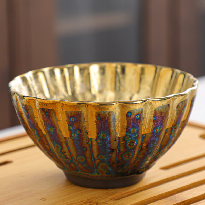 Bunte chinesische Teetasse aus Keramik, 135 ml, handgefertigte Kunstfertigkeit