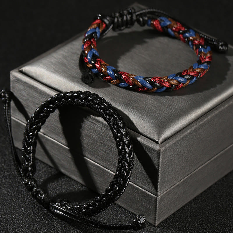 Buntes achtfädiges Peace Knot Wachskordel geflochtenes Armband