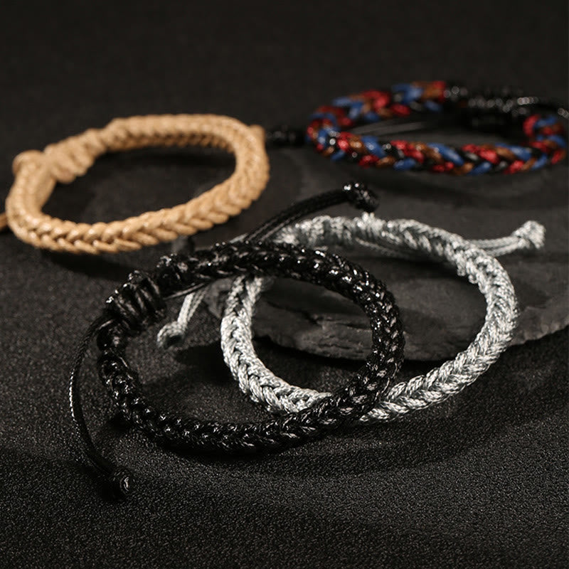 Buntes achtfädiges Peace Knot Wachskordel geflochtenes Armband