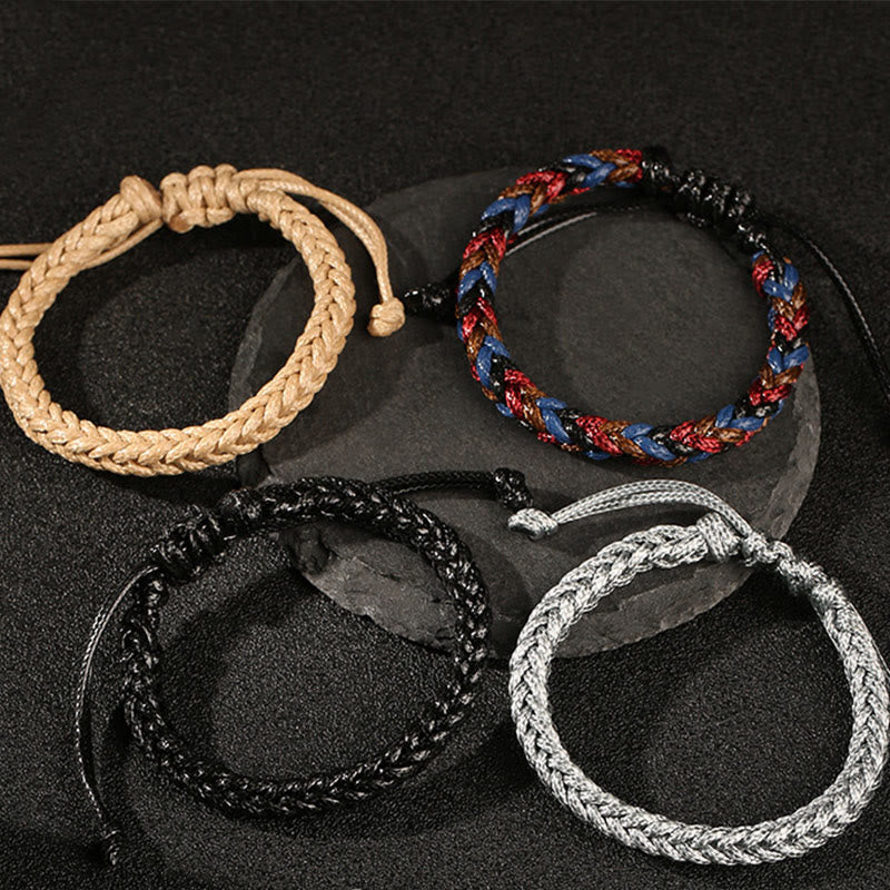 Buntes achtfädiges Peace Knot Wachskordel geflochtenes Armband