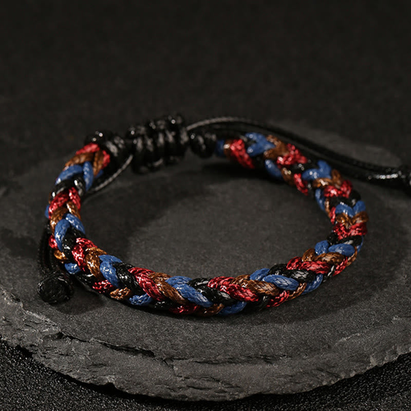 Buntes achtfädiges Peace Knot Wachskordel geflochtenes Armband