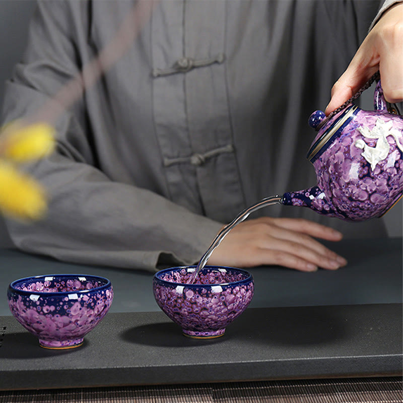 Bunte Irisblumen Jian Zhan Teetasse 110ml Keramik