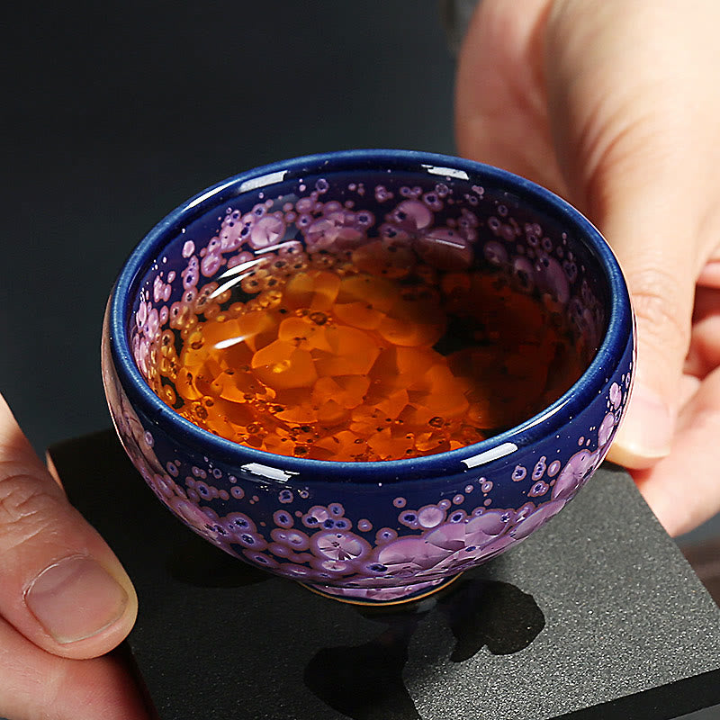 Bunte Irisblumen Jian Zhan Teetasse 110ml Keramik