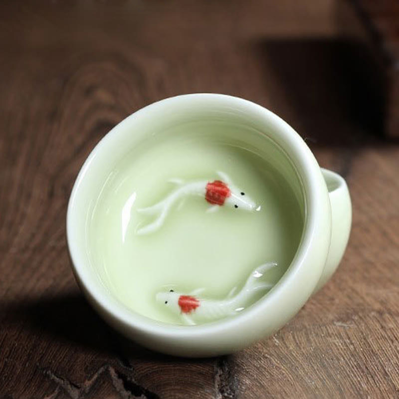 Bunte Koi-Fisch-Teetasse aus Keramik, 60 ml | Zen-Dekor