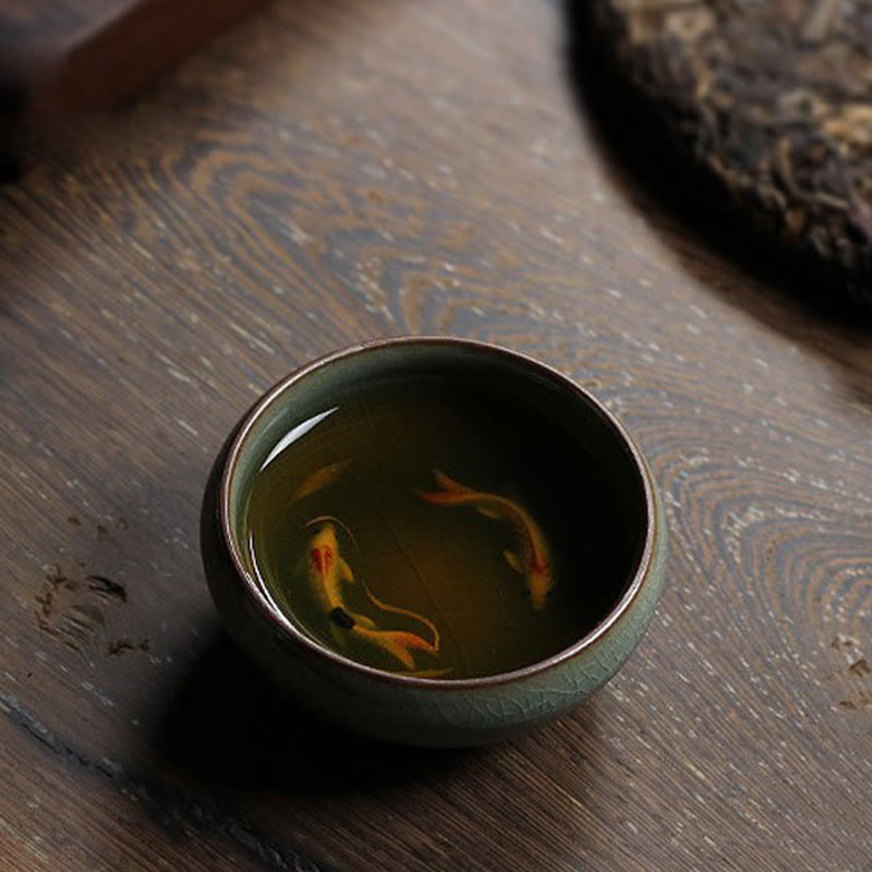 Bunte Koi-Fisch-Teetasse aus Keramik, 60 ml | Zen-Dekor