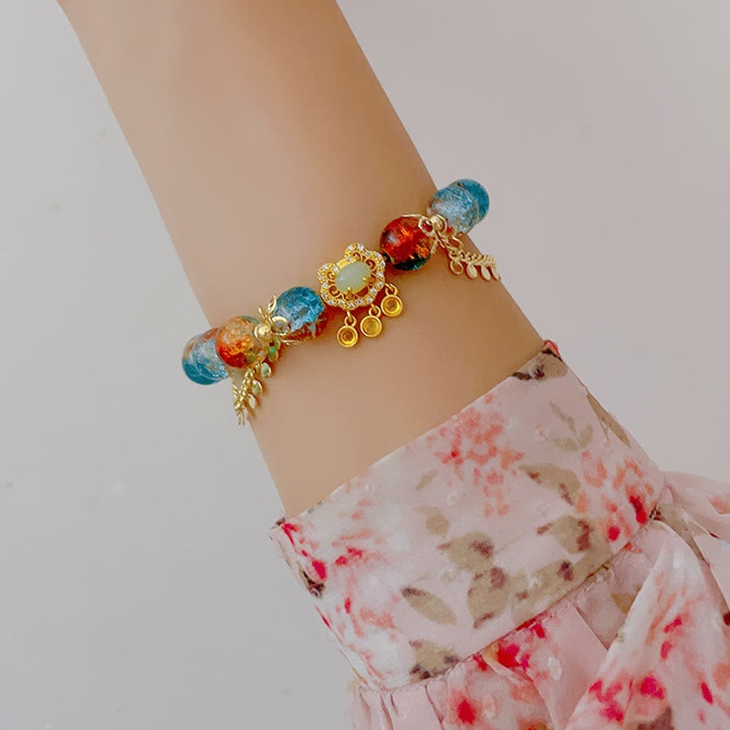 Buntes Liuli-Glasperlenarmband mit spirituellem Schutz