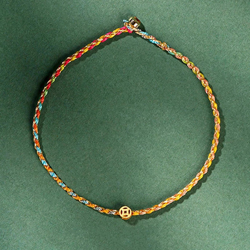 Buntes Glücksmünzen-Seilarmband 14–15 cm Heilende Klänge