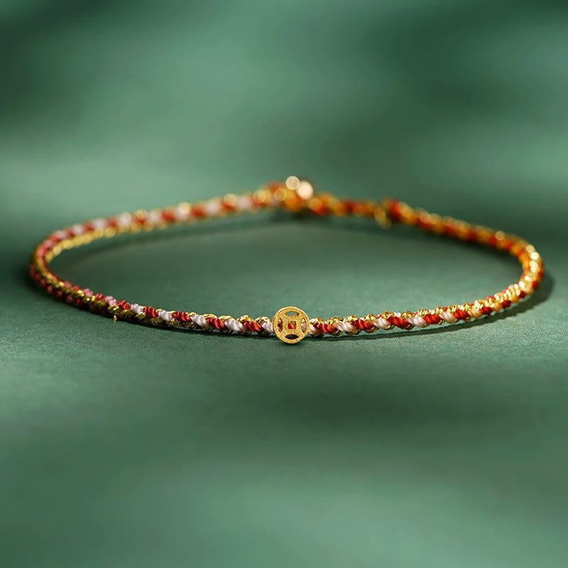Buntes Glücksmünzen-Seilarmband 14–15 cm Heilende Klänge