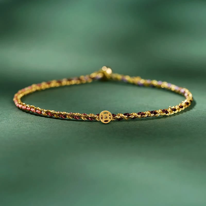 Buntes Glücksmünzen-Seilarmband 14–15 cm Heilende Klänge