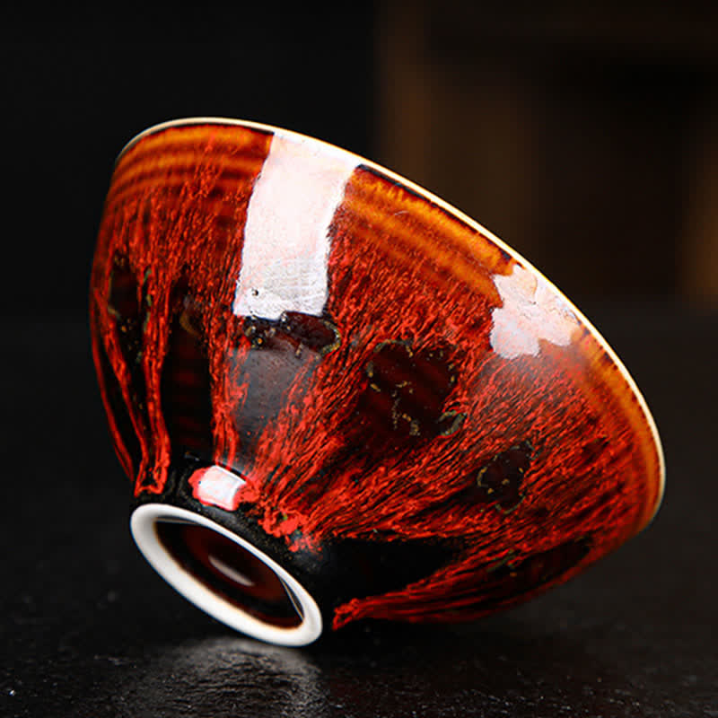 Bunte Teetasse aus Keramik mit Ahornblatt, 110 ml, für gemütlichen Tee