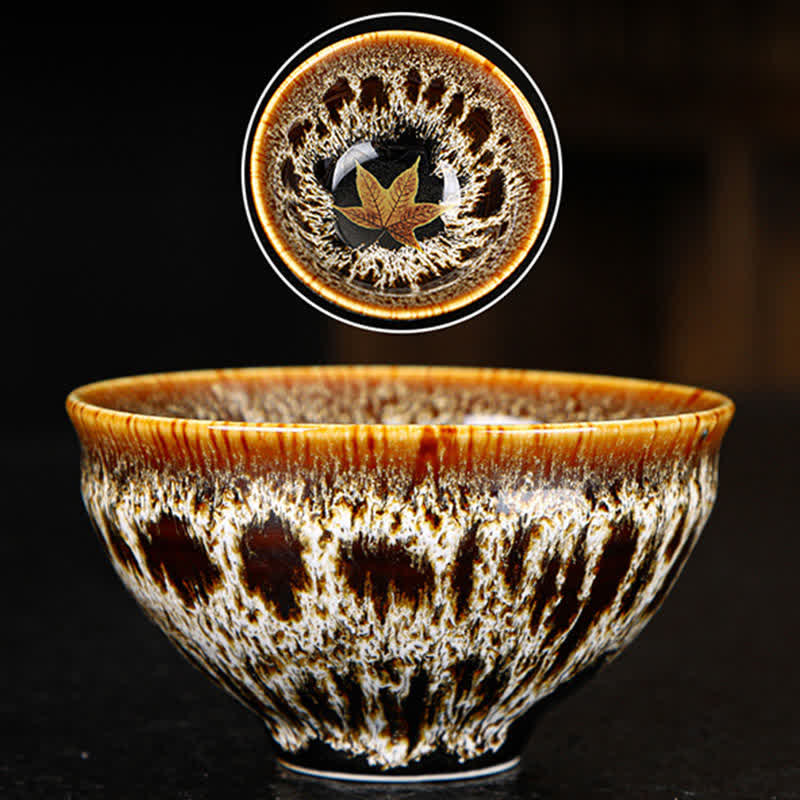 Bunte Teetasse aus Keramik mit Ahornblatt, 110 ml, für gemütlichen Tee