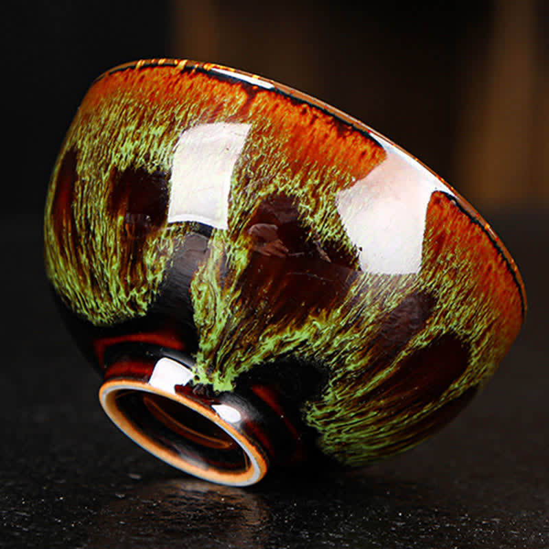 Bunte Teetasse aus Keramik mit Ahornblatt, 110 ml, für gemütlichen Tee