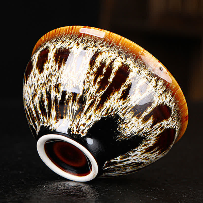 Bunte Teetasse aus Keramik mit Ahornblatt, 110 ml, für gemütlichen Tee