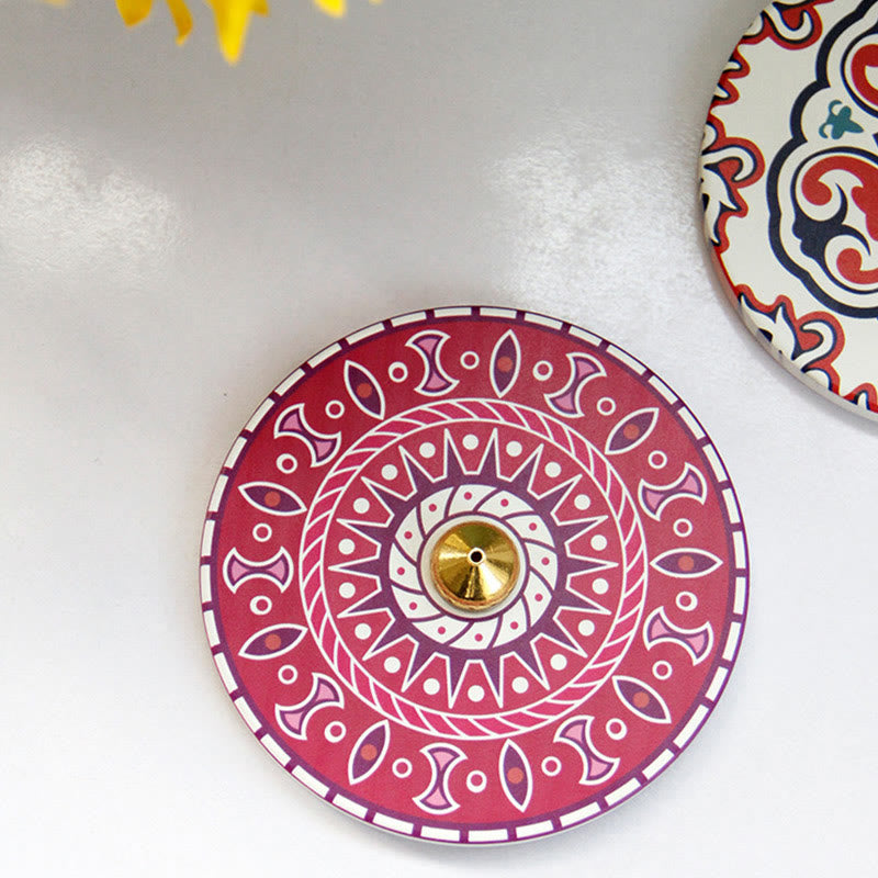 Räucherstäbchenbrenner aus Keramik mit buntem Muster, 10 cm