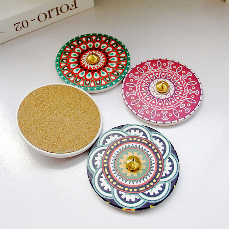 Räucherstäbchenbrenner aus Keramik mit buntem Muster, 10 cm