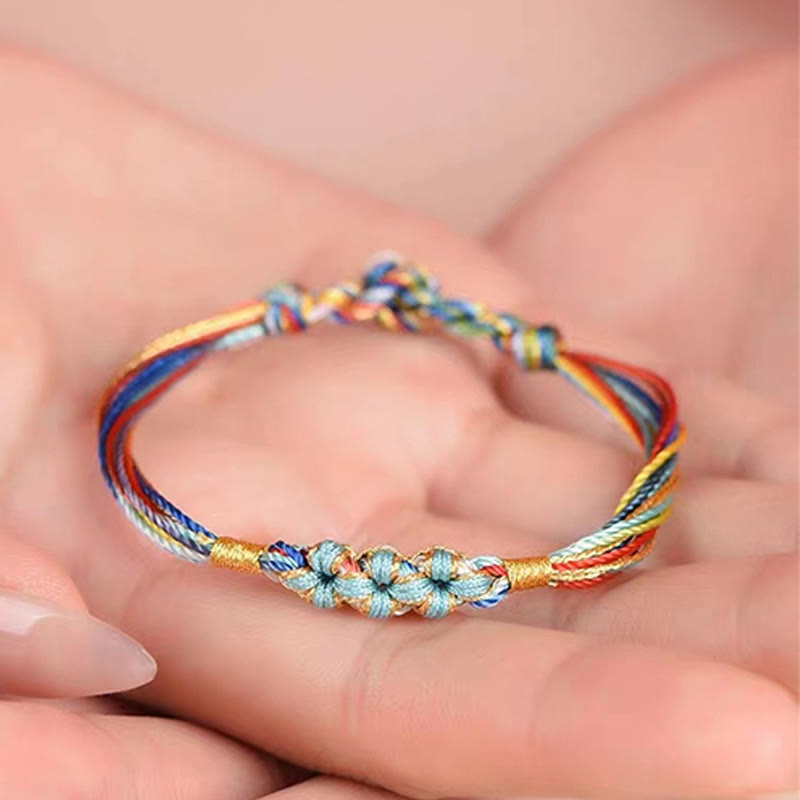 Buntes Pfirsichblütenknoten-Yin-Yang-Armband für Glück und Schutz