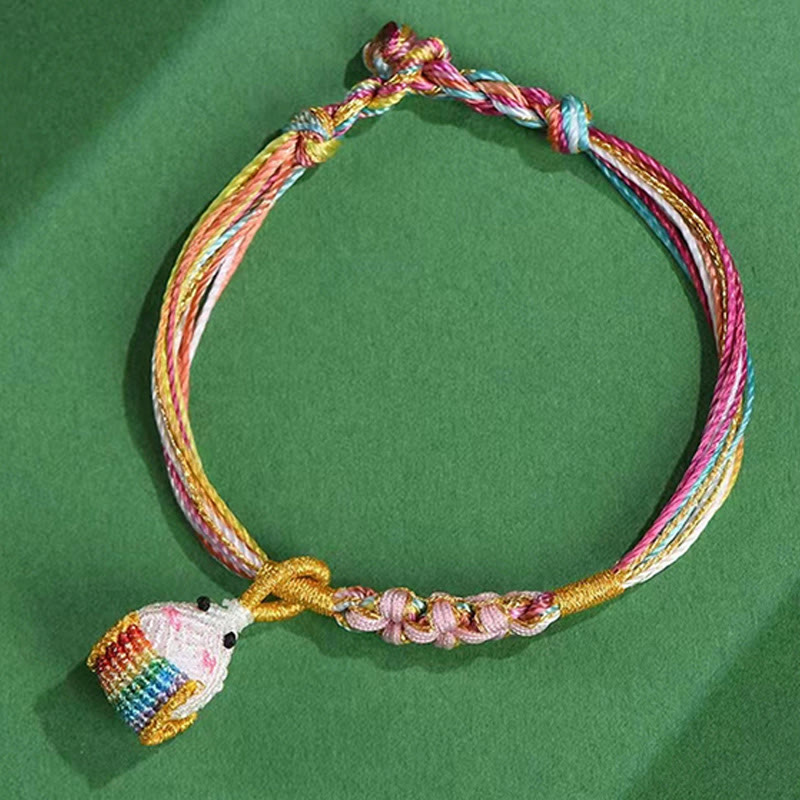 Buntes Pfirsichblütenknoten-Yin-Yang-Armband für Glück und Schutz