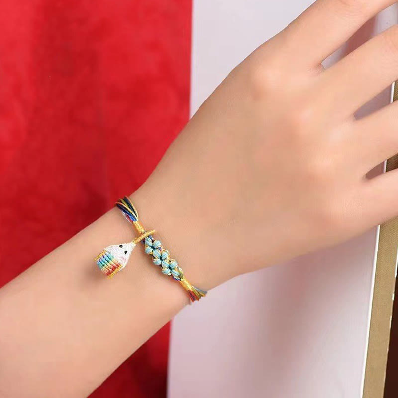 Buntes Pfirsichblütenknoten-Yin-Yang-Armband für Glück und Schutz