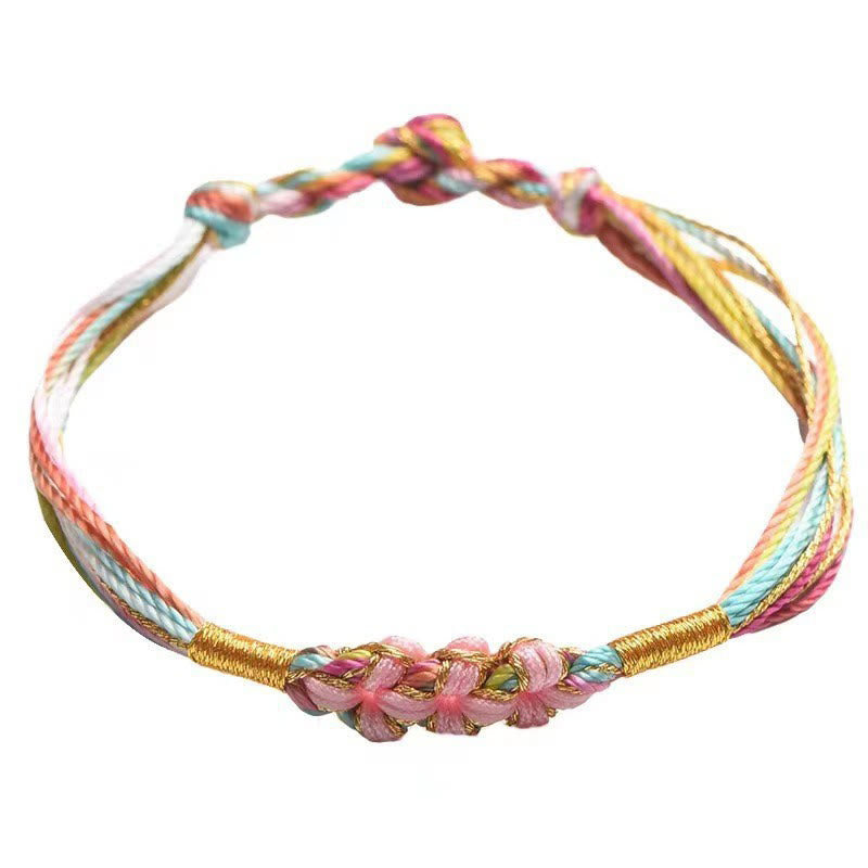 Buntes Pfirsichblütenknoten-Yin-Yang-Armband für Glück und Schutz