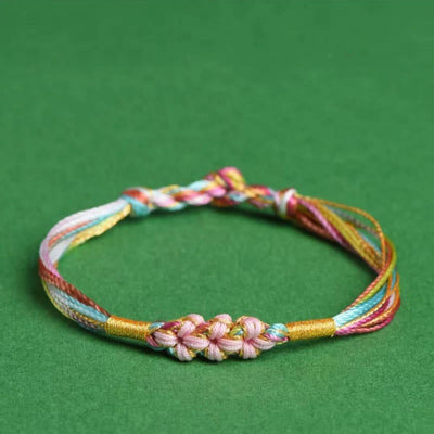 Buntes Pfirsichblütenknoten-Yin-Yang-Armband für Glück und Schutz
