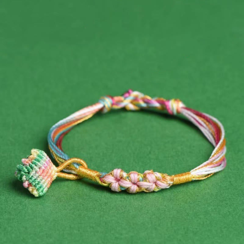 Buntes Pfirsichblütenknoten-Yin-Yang-Armband für Glück und Schutz