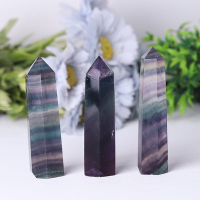 Bunte Regenbogen-Fluorit-Kristall-Turmspitze 2,4-4,5 Zoll