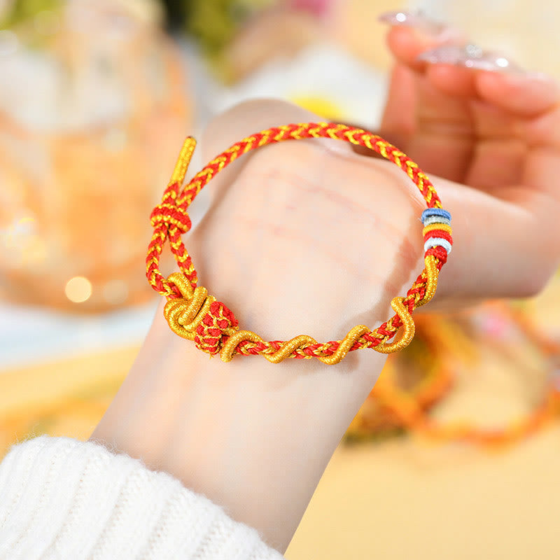 Buntes Schlangendrachen-Armband mit Glücksbringer „Jahr der Schlange“