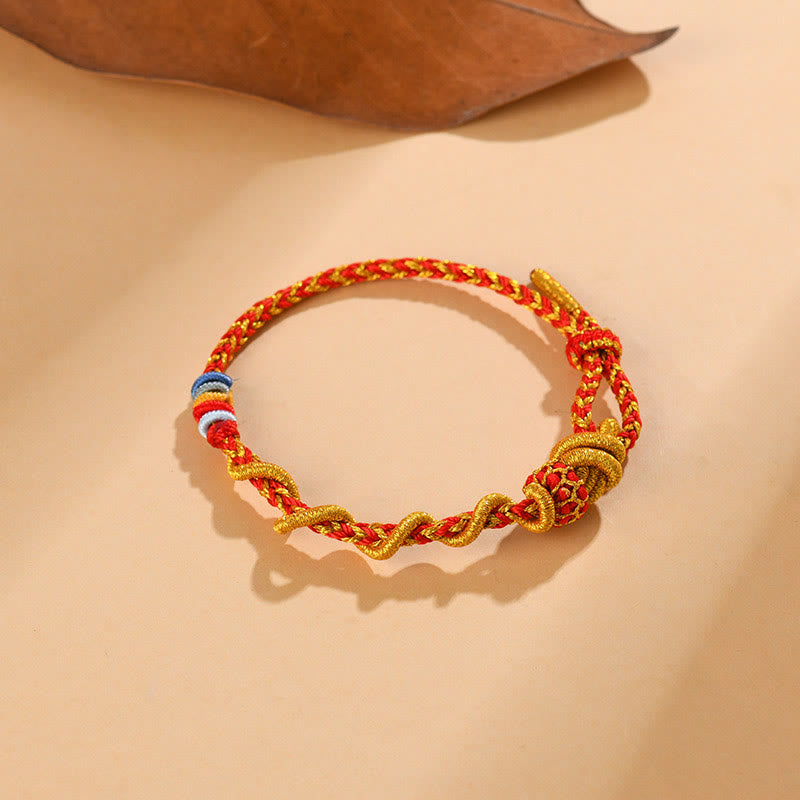 Buntes Schlangendrachen-Armband mit Glücksbringer „Jahr der Schlange“