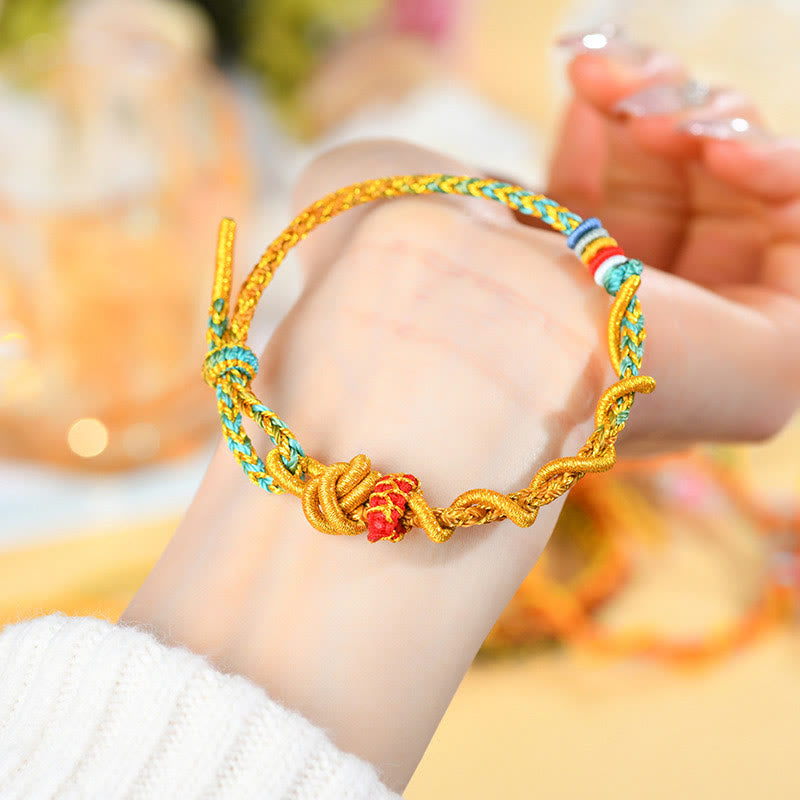 Buntes Schlangendrachen-Armband mit Glücksbringer „Jahr der Schlange“