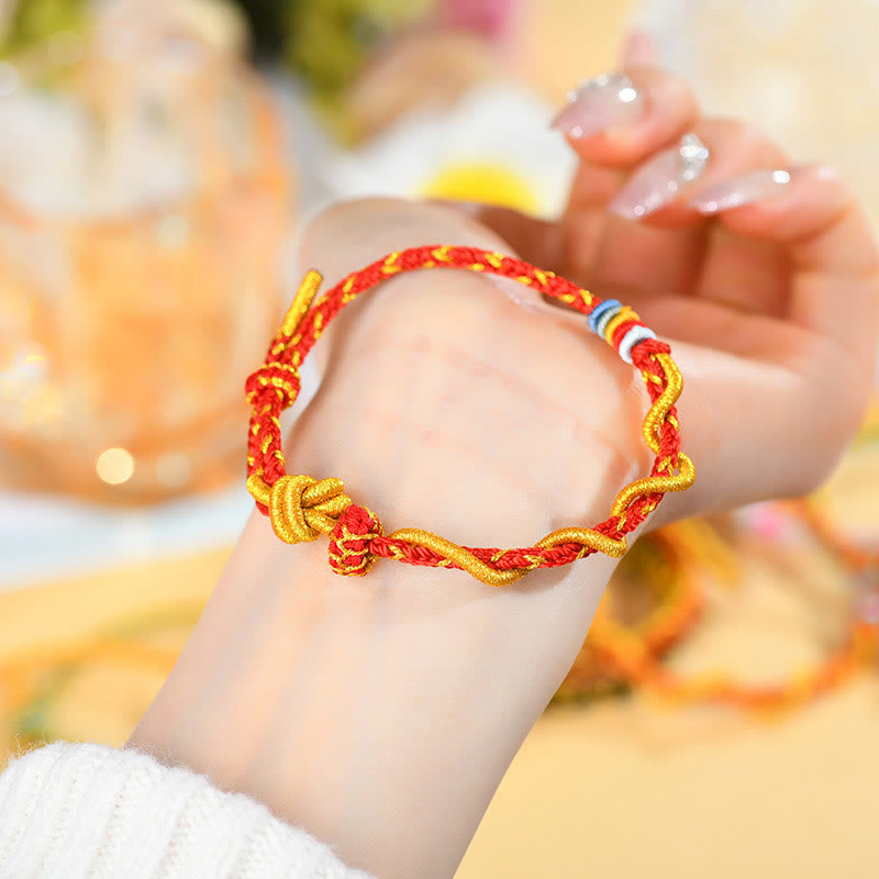 Buntes Schlangendrachen-Armband mit Glücksbringer „Jahr der Schlange“